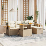vidaXL 6-delige Loungeset met kussens poly rattan zwart
