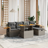 vidaXL 6-delige Loungeset met kussens poly rattan zwart