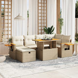 vidaXL 7-delige Loungeset met kussens poly rattan zwart