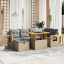 vidaXL 7-delige Loungeset met kussens poly rattan zwart