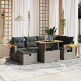 vidaXL 7-delige Loungeset met kussens poly rattan zwart