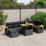 vidaXL 8-piece Lounge Set with Cushions Poly Rattan Black