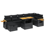 vidaXL 8-piece Lounge Set with Cushions Poly Rattan Black
