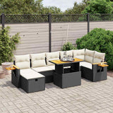 vidaXL 8-piece Lounge Set with Cushions Poly Rattan Black