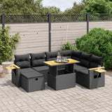 vidaXL 8-Piece Lounge Set with Cushions Poly Rattan Black