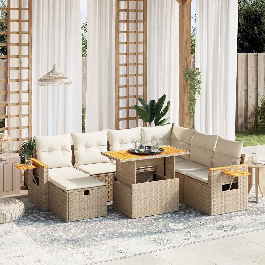 vidaXL 8-Piece Lounge Set with Cushions Poly Rattan Black