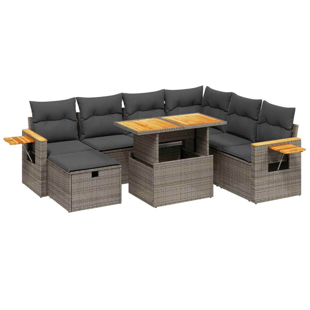 vidaXL 8-Piece Lounge Set with Cushions Poly Rattan Black