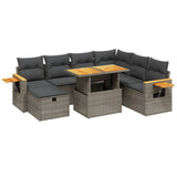 vidaXL 8-Piece Lounge Set with Cushions Poly Rattan Black