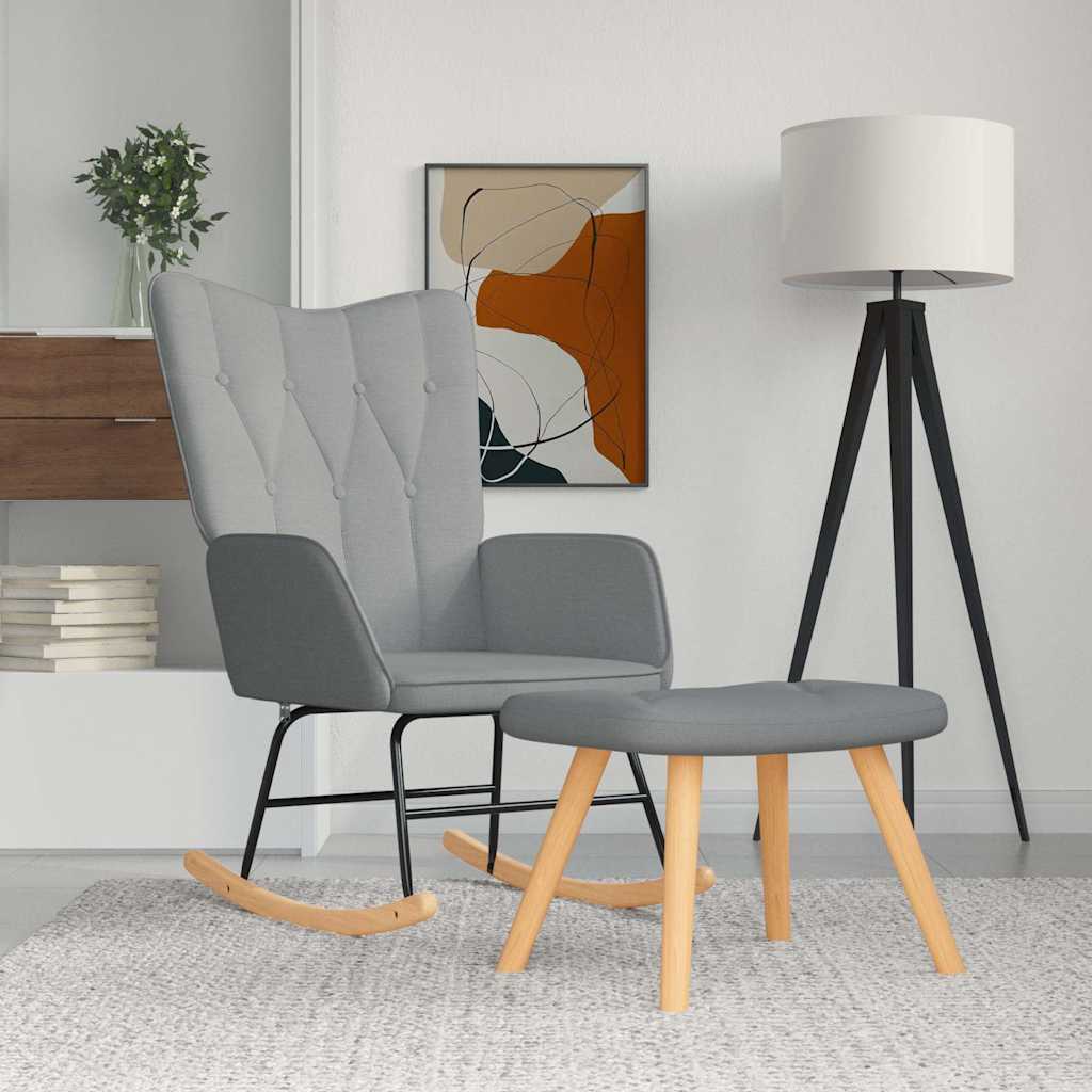 vidaXL Rocking Chair fabric light grey