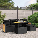 vidaXL 6-Piece Lounge Set with Cushions Poly Rattan Black