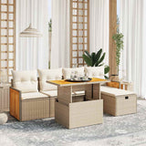 vidaXL 6-Piece Lounge Set with Cushions Poly Rattan Black