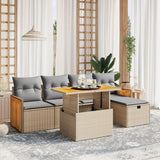 vidaXL 6-Piece Lounge Set with Cushions Poly Rattan Black