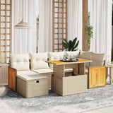 vidaXL 7-delige Loungeset met kussens poly rattan zwart