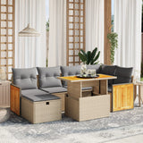 vidaXL 7-delige Loungeset met kussens poly rattan zwart