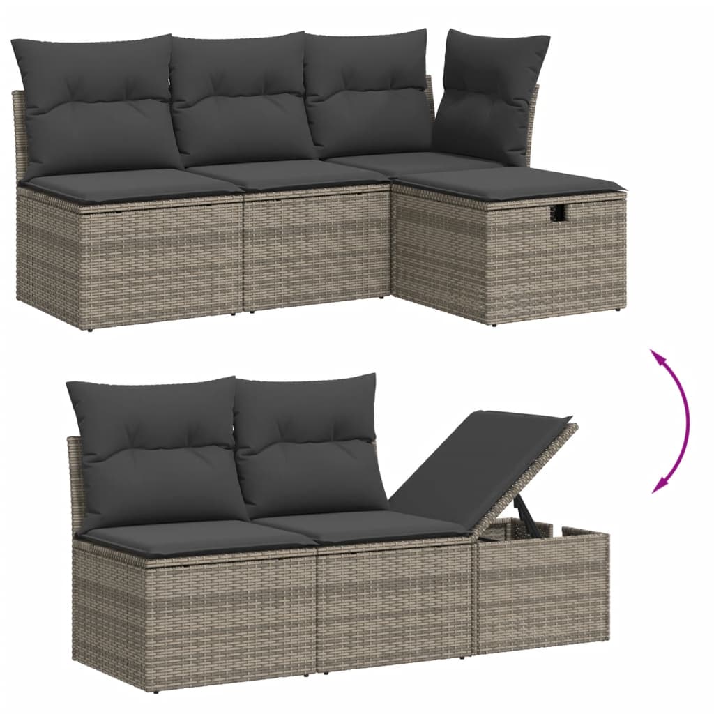 vidaXL 7-delige Loungeset met kussens poly rattan zwart