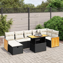 vidaXL 8-Piece Poly Rattan Lounge Set with Cushions Black