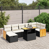 vidaXL 8-Piece Poly Rattan Lounge Set with Cushions Black