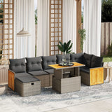 vidaXL 8-Piece Poly Rattan Lounge Set with Cushions Black