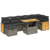 vidaXL 8-Piece Poly Rattan Lounge Set with Cushions Black