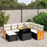 vidaXL 8-delige Loungeset met kussens poly rattan zwart