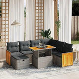 vidaXL 8-delige Loungeset met kussens poly rattan zwart