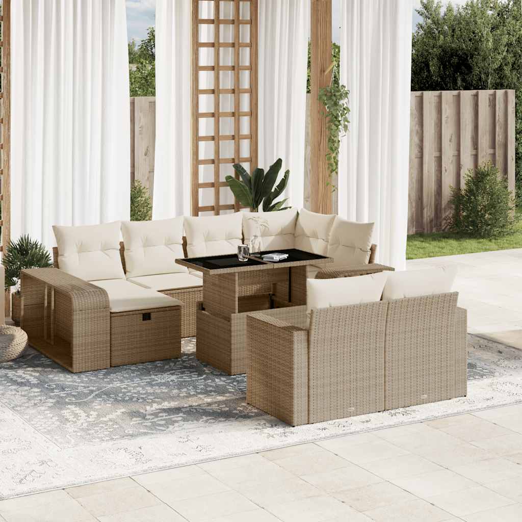 vidaXL 11-Piece Loungeset with Cushions Poly Rattan Black