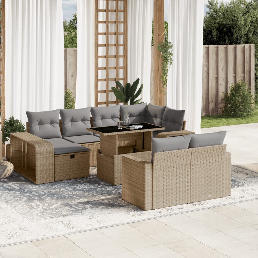 vidaXL 11-Piece Loungeset with Cushions Poly Rattan Black