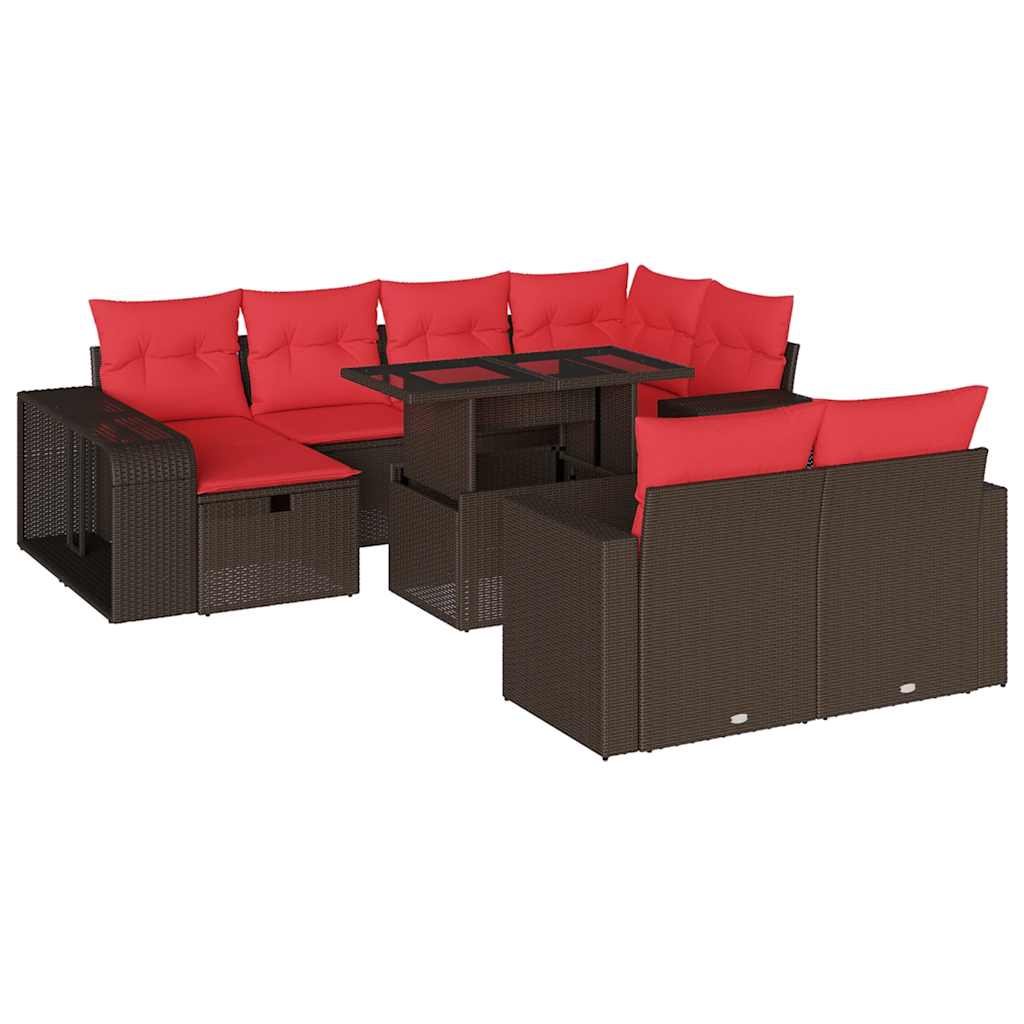 vidaXL 11-delige tuinbankset met kussens, grijs polyrotan