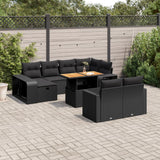 vidaXL 11-Piece Loungeset with Cushions Poly Rattan Black