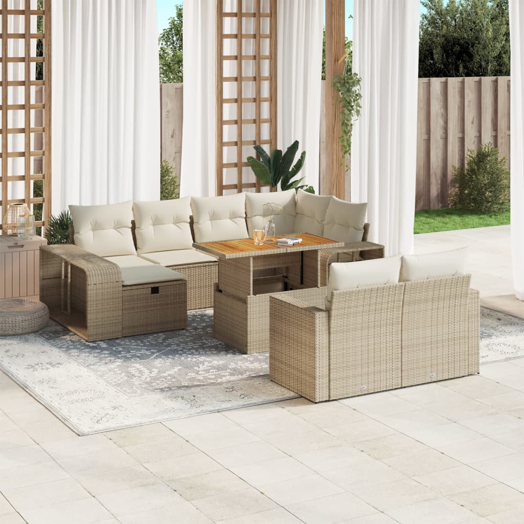 vidaXL 11-Piece Loungeset with Cushions Poly Rattan Black