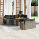 vidaXL 11-Piece Loungeset with Cushions Poly Rattan Black