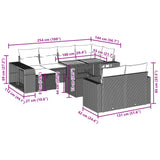vidaXL 11-Piece Loungeset with Cushions Poly Rattan Black