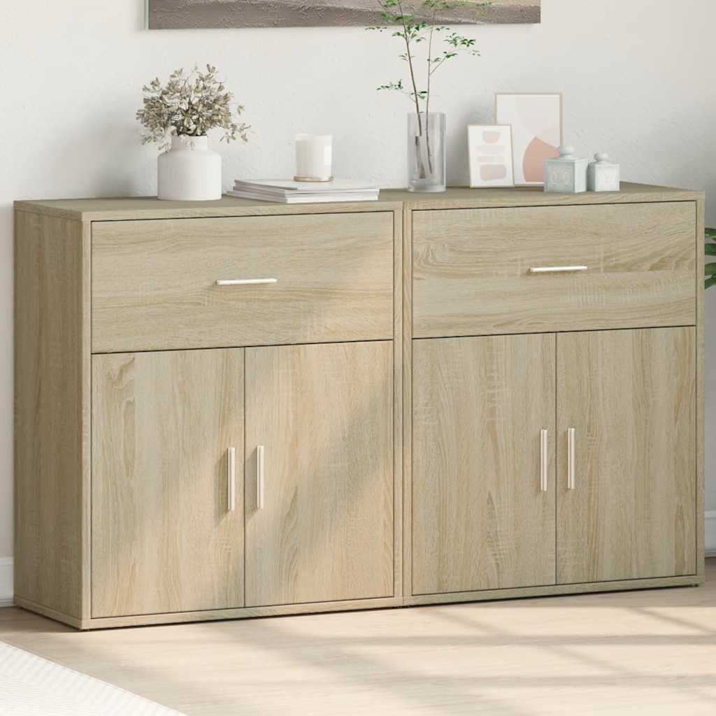 vidaXL Dressoirs 2 st 60x31x70 cm bewerkt hout wit