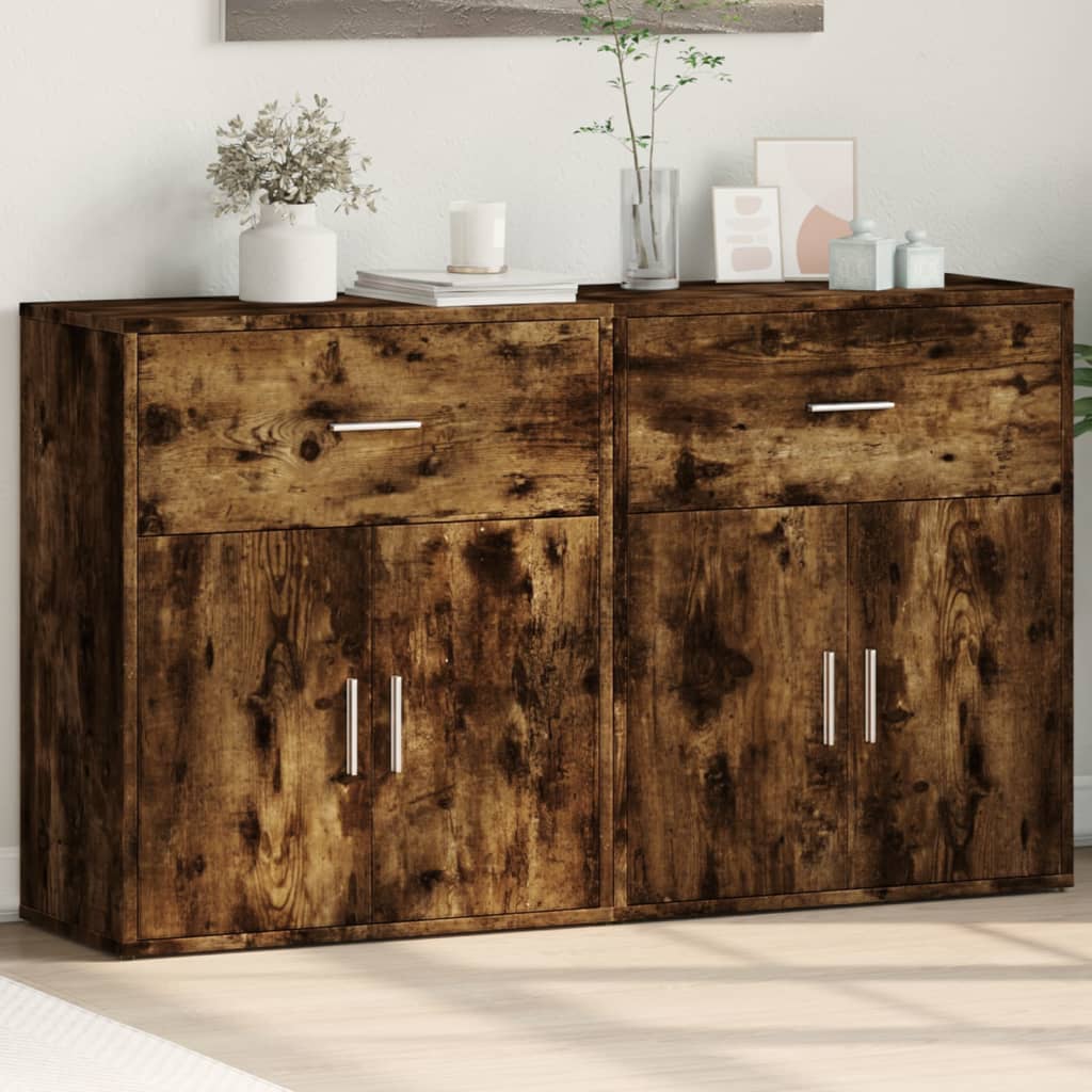 vidaXL Dressoirs 2 st 60x31x70 cm bewerkt hout wit