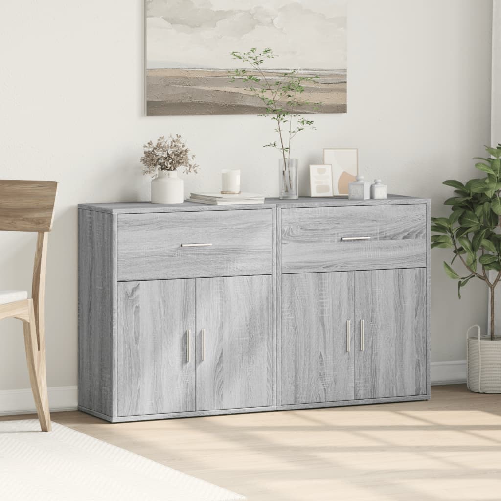vidaXL Dressoirs 2 st 60x31x70 cm bewerkt hout wit