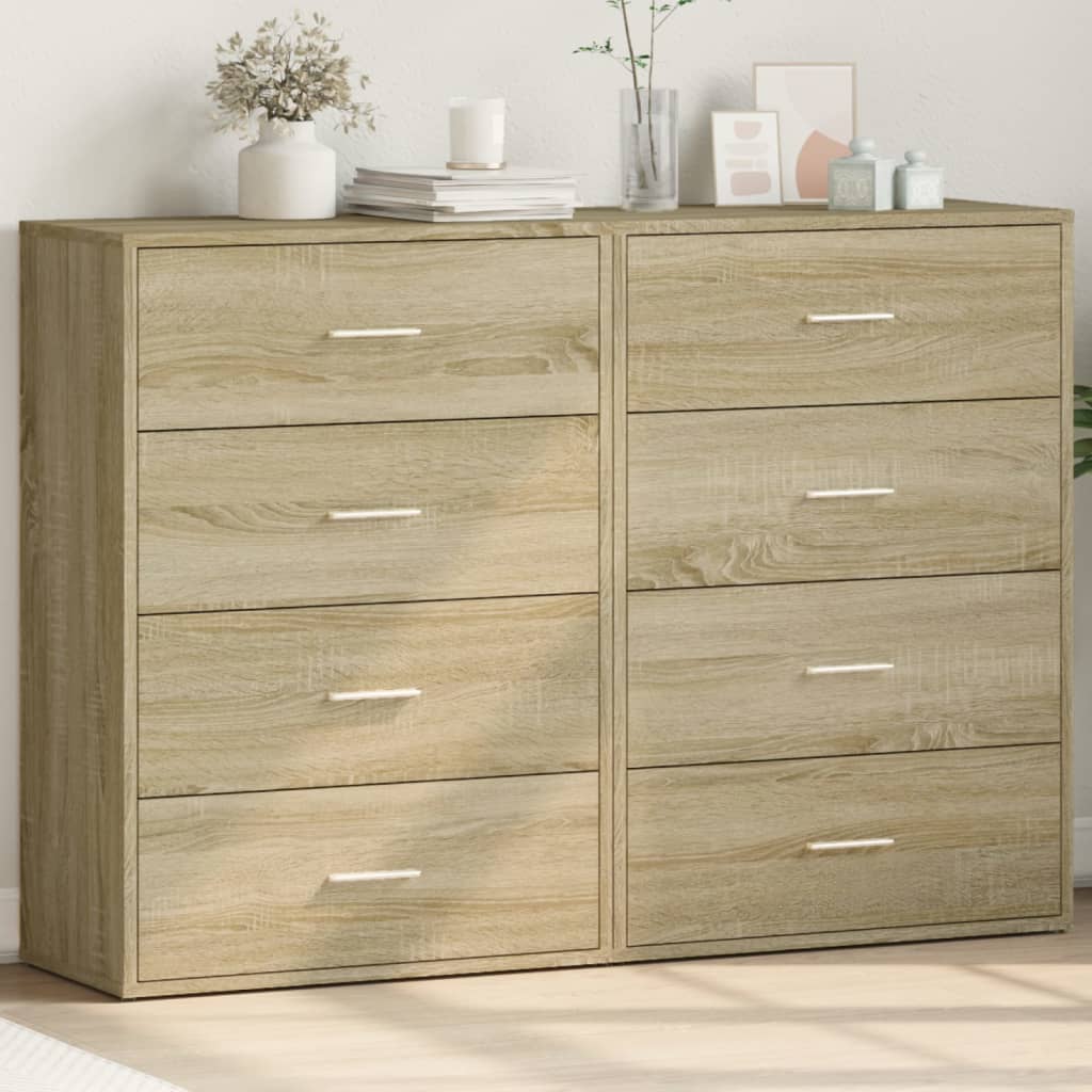 vidaXL Dressoirs 2 st 60x31x84 cm bewerkt hout wit
