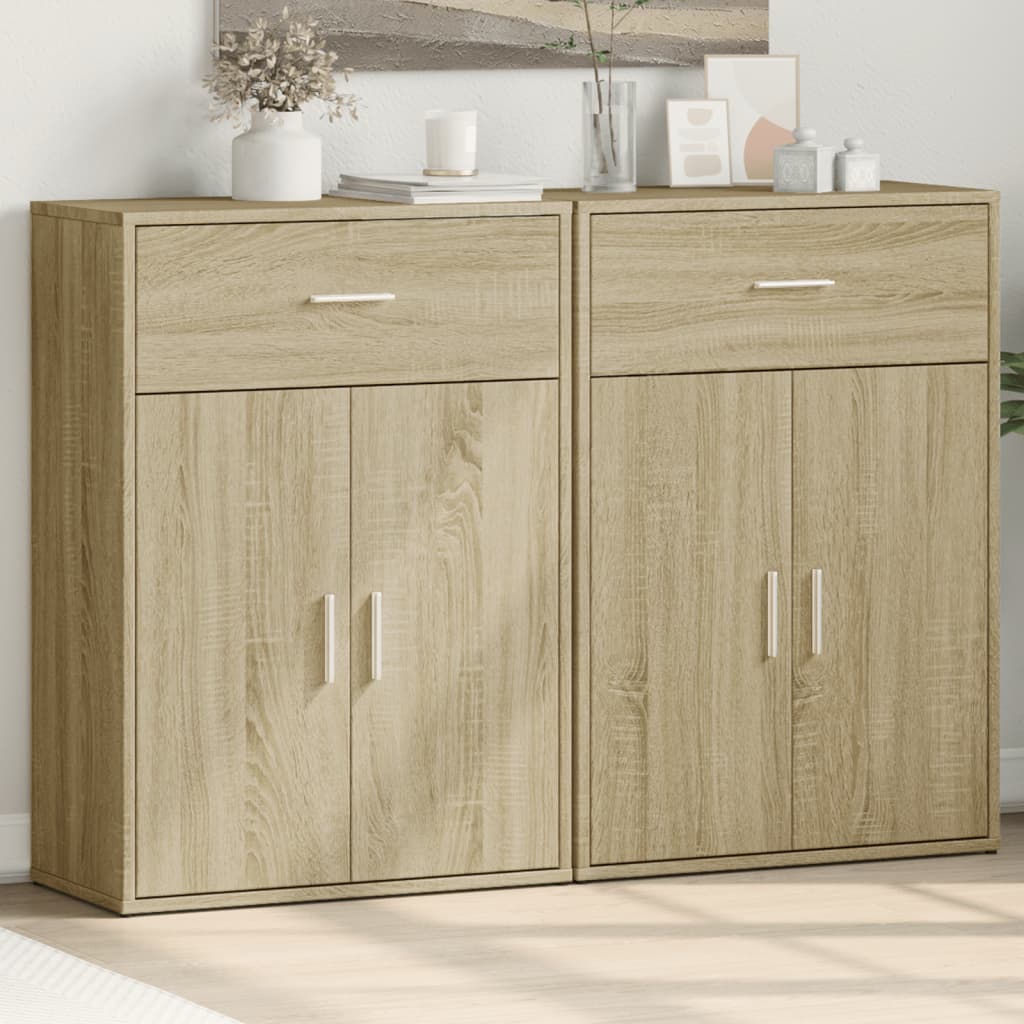vidaXL Dressoirs 2 st 60x30x84 cm bewerkt hout wit