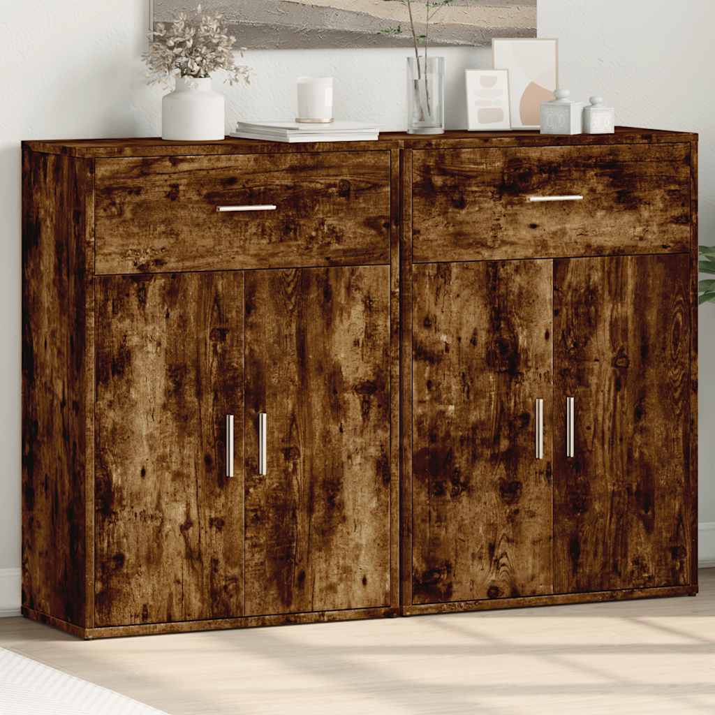 vidaXL Dressoirs 2 st 60x30x84 cm bewerkt hout wit