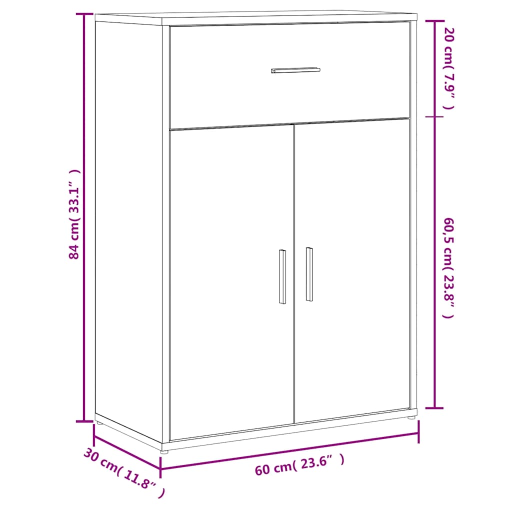 vidaXL Dressoirs 2 st 60x30x84 cm bewerkt hout wit
