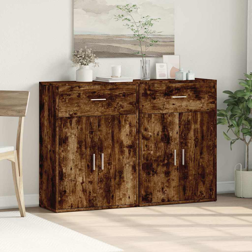 vidaXL Dressoirs 2 st 60x30x84 cm bewerkt hout wit