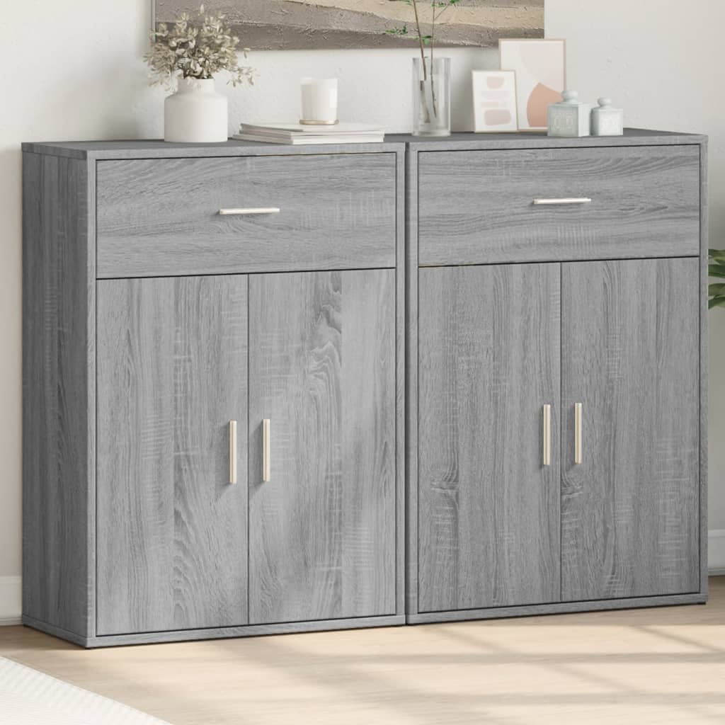 vidaXL Dressoirs 2 st 60x30x84 cm bewerkt hout wit
