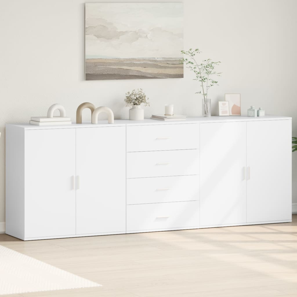 vidaXL Sideboards 3 pcs engineered wood white