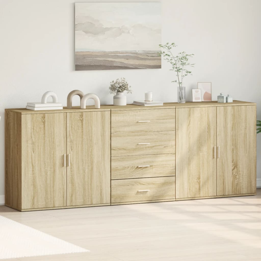 vidaXL Sideboards 3 pcs engineered wood white