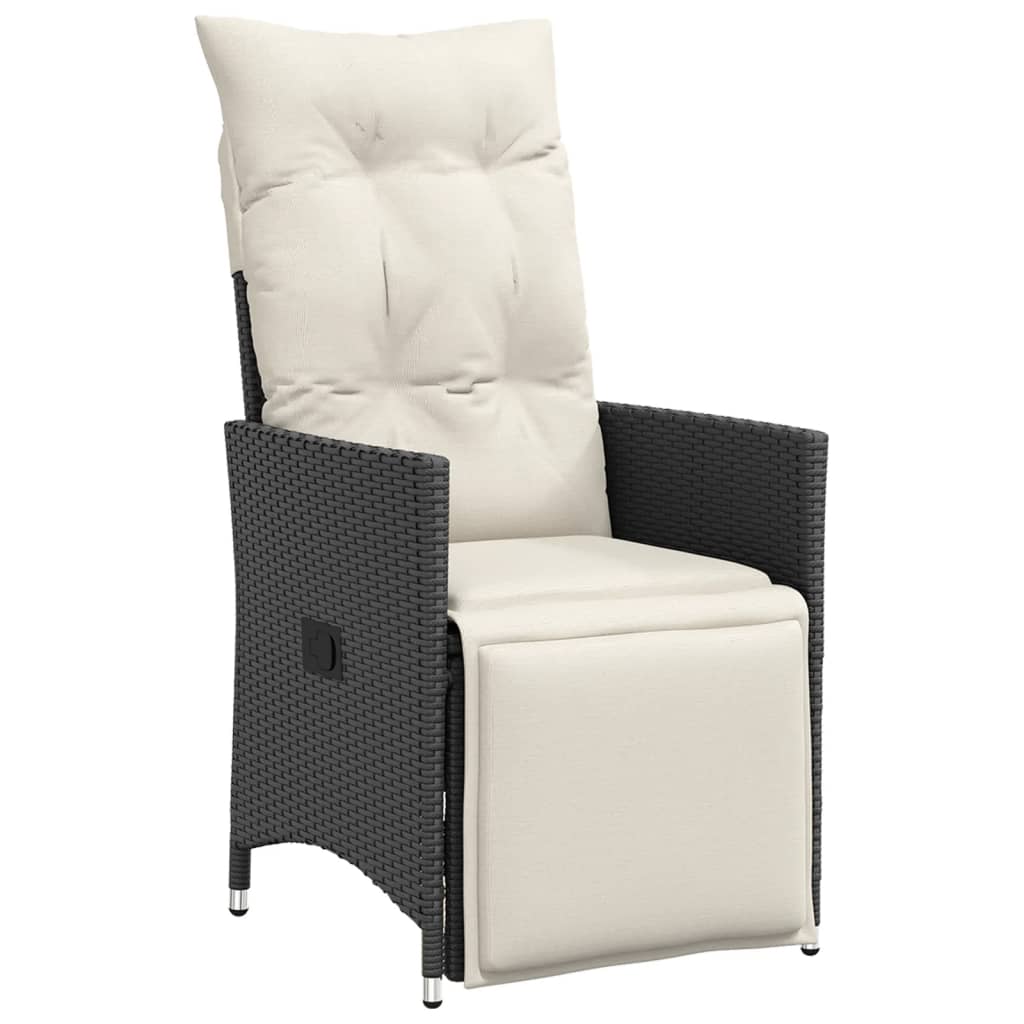 vidaXL 3-delige Bistroset met kussens poly rattan en acaciahout zwart