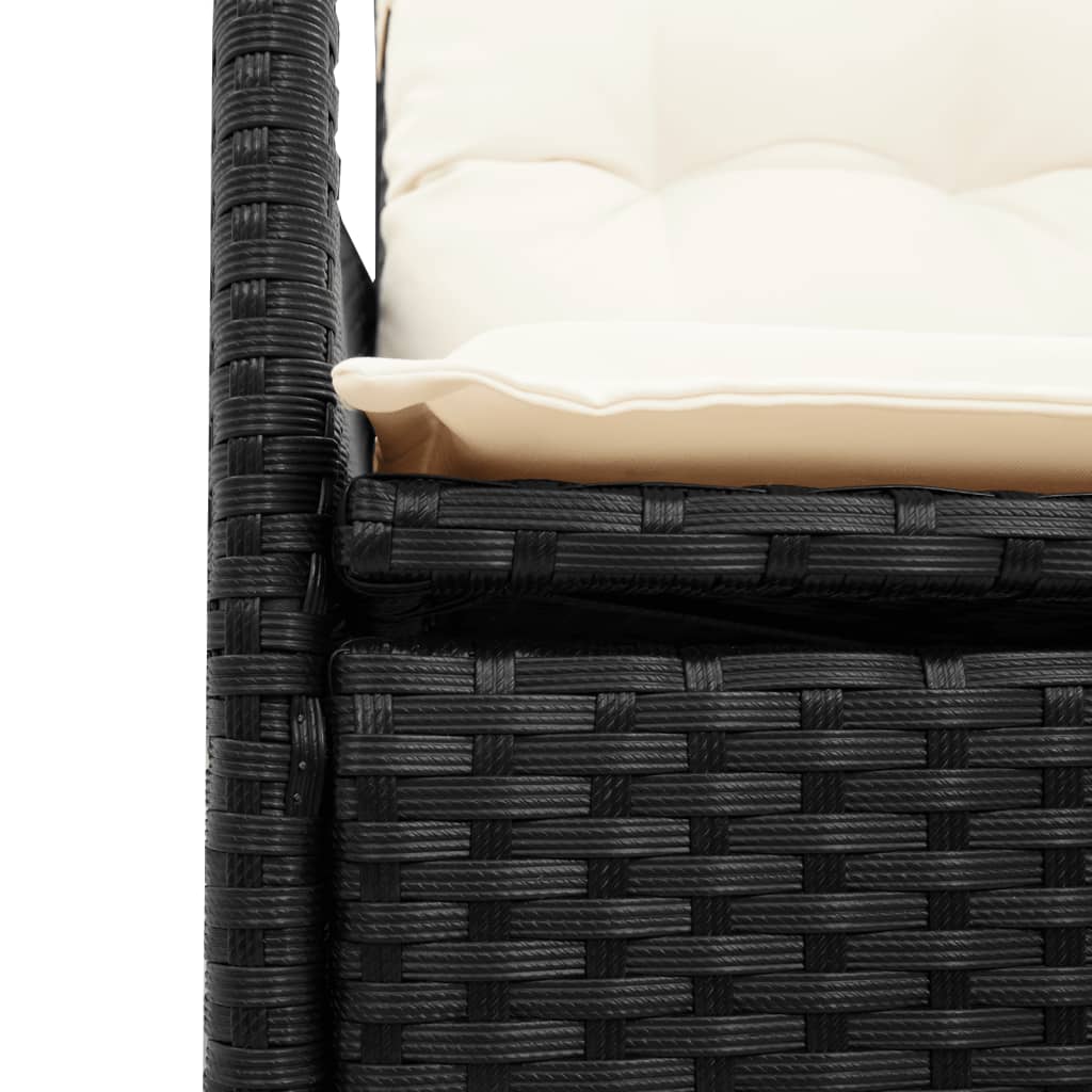 vidaXL 3-delige Bistroset met kussens poly rattan en acaciahout zwart