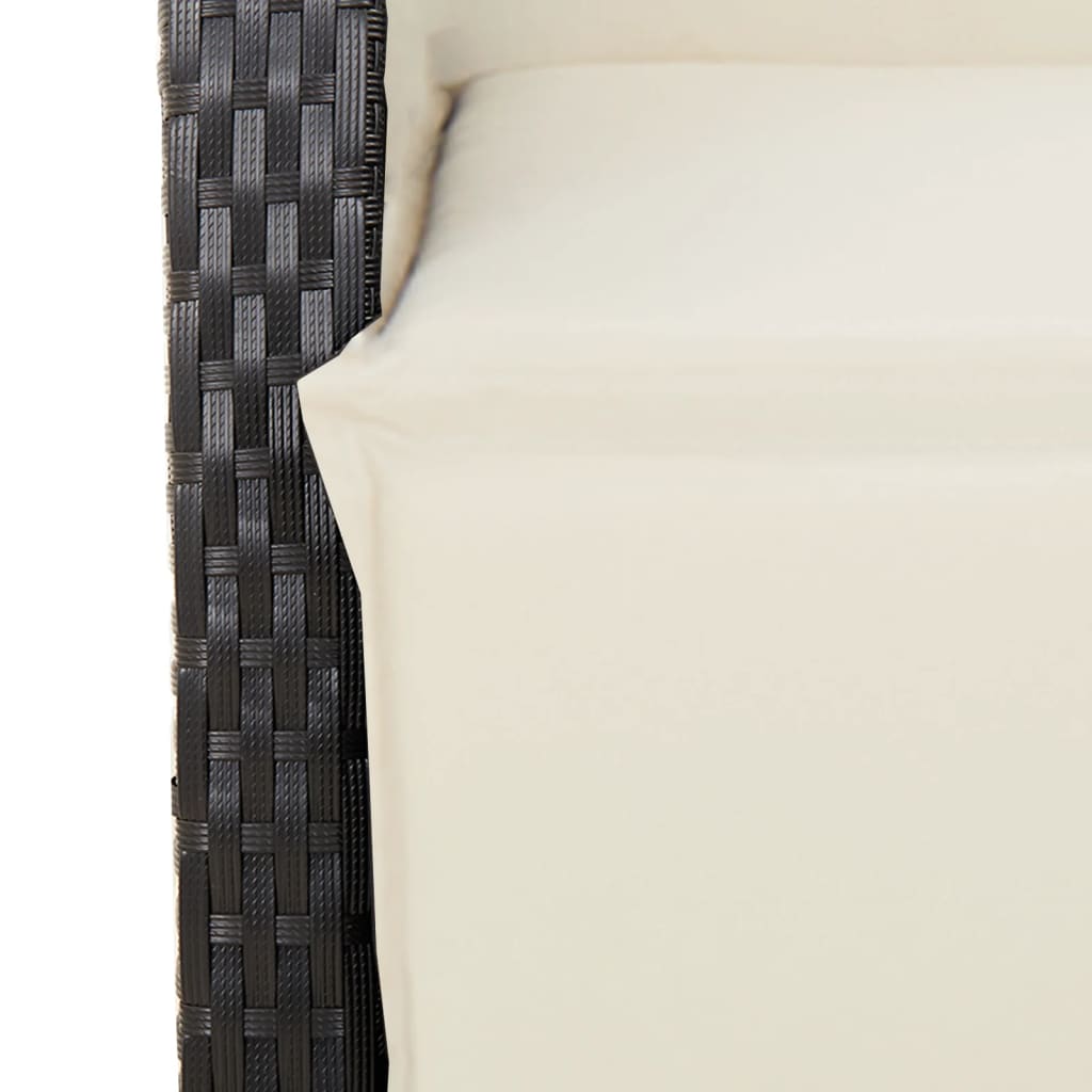 vidaXL 3-delige Bistroset met kussens poly rattan en acaciahout zwart
