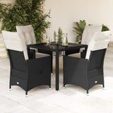 vidaXL 3-delige Bistroset met kussens poly rattan zwart