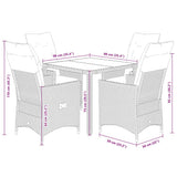 vidaXL 3-delige Bistroset met kussens poly rattan zwart