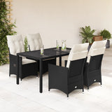 vidaXL 3-delige Bistroset met kussens poly rattan zwart