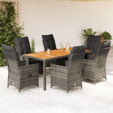 vidaXL 3-delige Bistroset met kussens poly rattan grijs